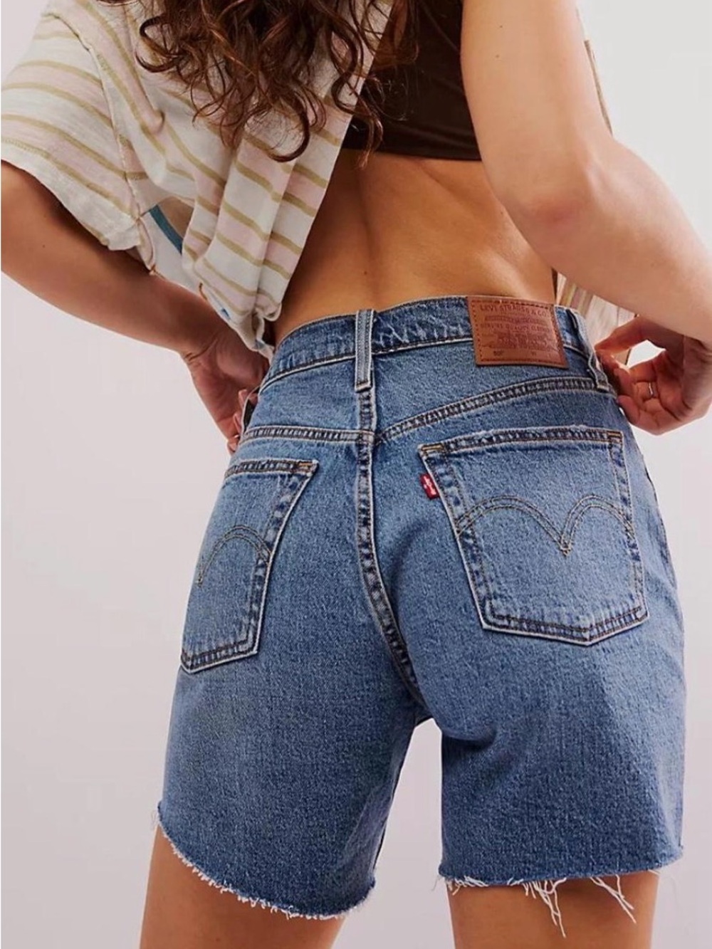 Levi's Boyfriend Denim Shorts in Medium Blue